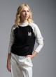 Black-Ecru Sweater with decorative rhinestones patches E-Woman - 0