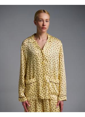 Κίτρινο-Σοκολά silky touch πουά Πουκάμισο με τσέπες μπροστά Vicolo - 56235