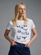 Λευκό βαμβακερό T-Shirt με τύπωμα και στρας Vicolo - 0