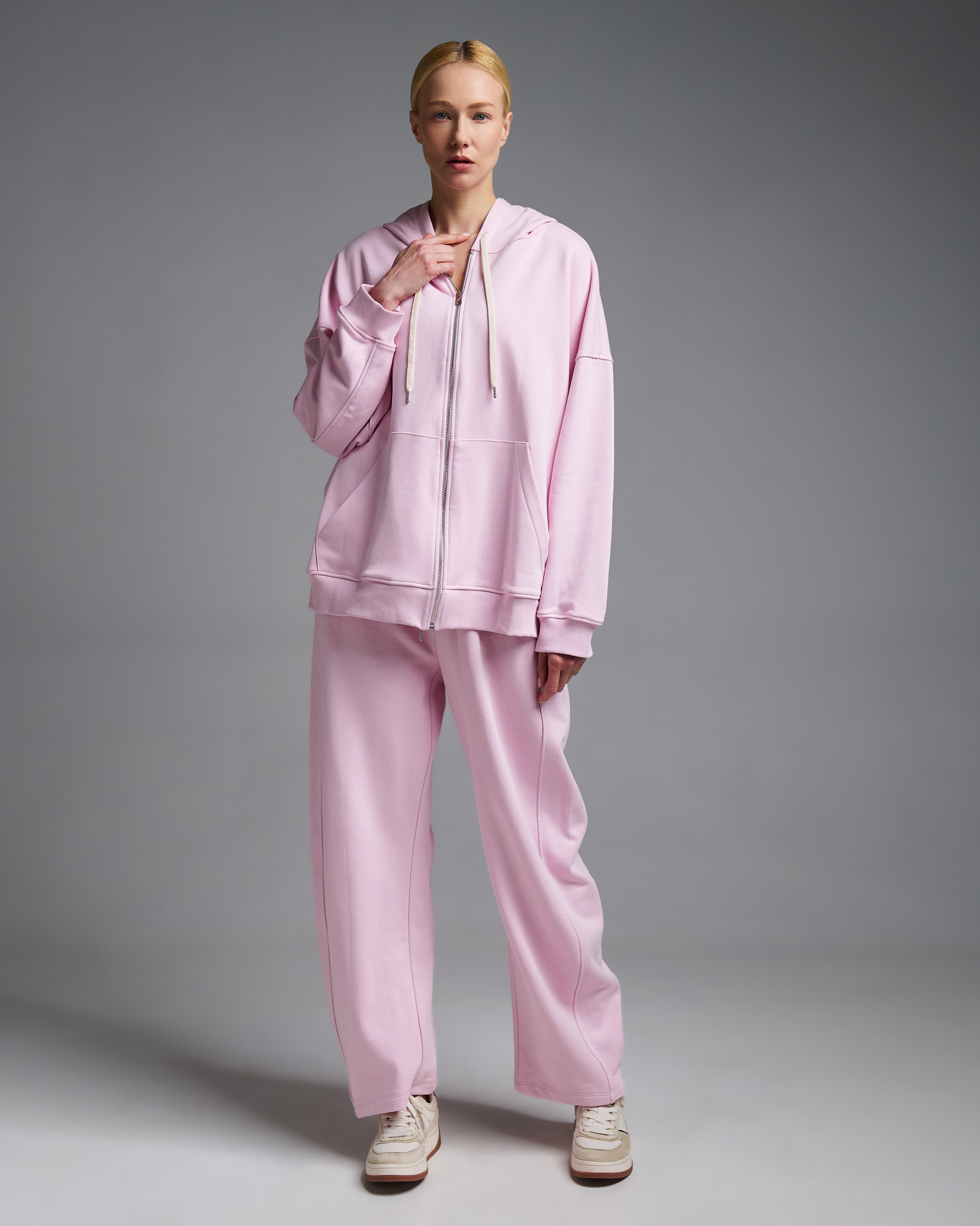 Ροζ Φούτερ Ζακέτα με φερμουάρ και με κουκούλα Vicolo - 1