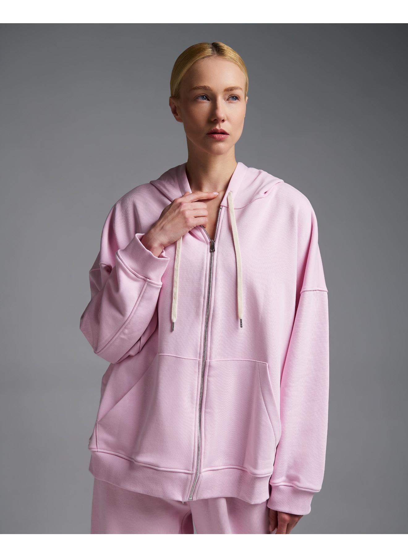 Ροζ Φούτερ Ζακέτα με φερμουάρ και με κουκούλα Vicolo - 1