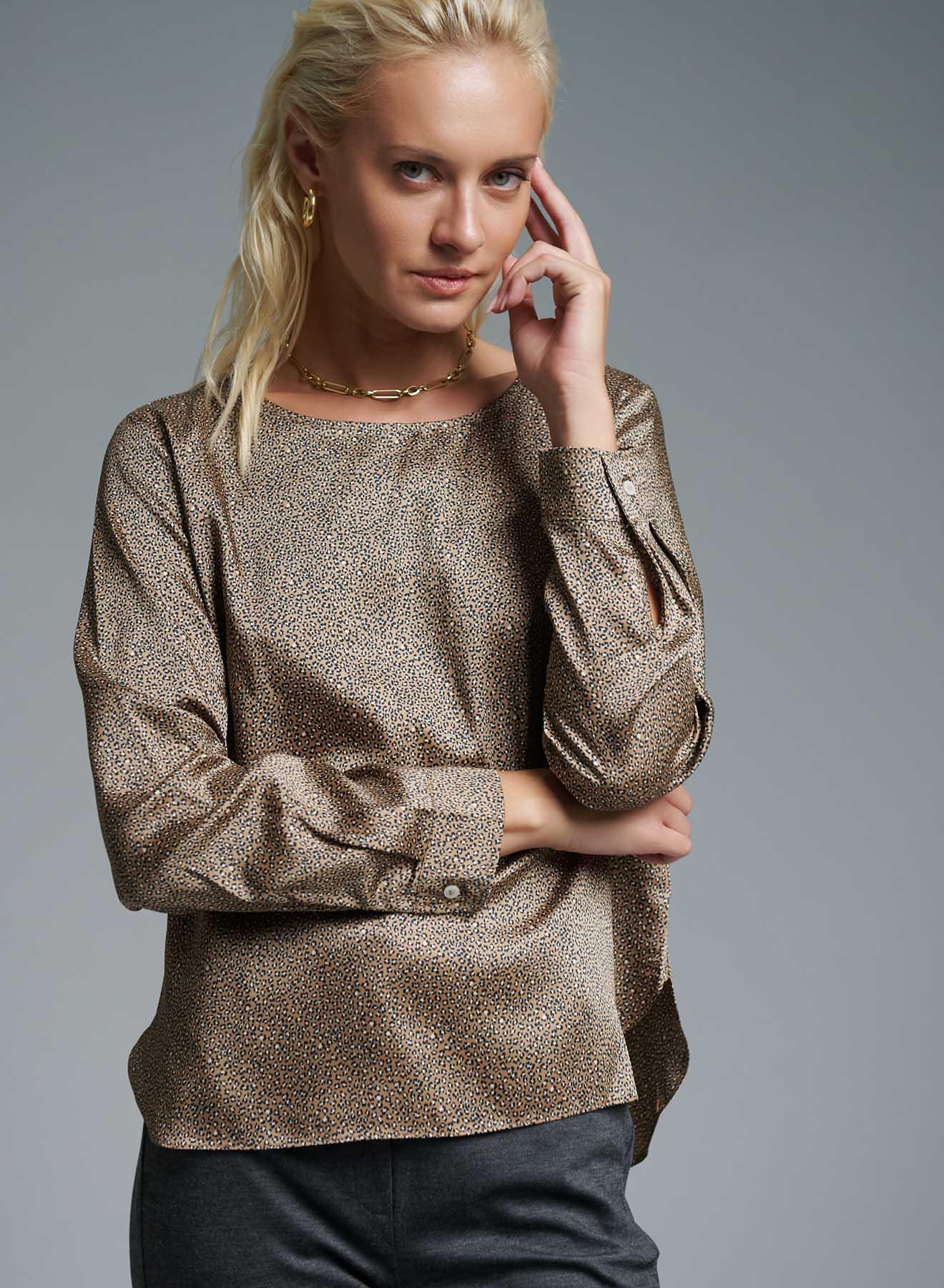 Camel Animal Print Blouse Emme Marella - 1