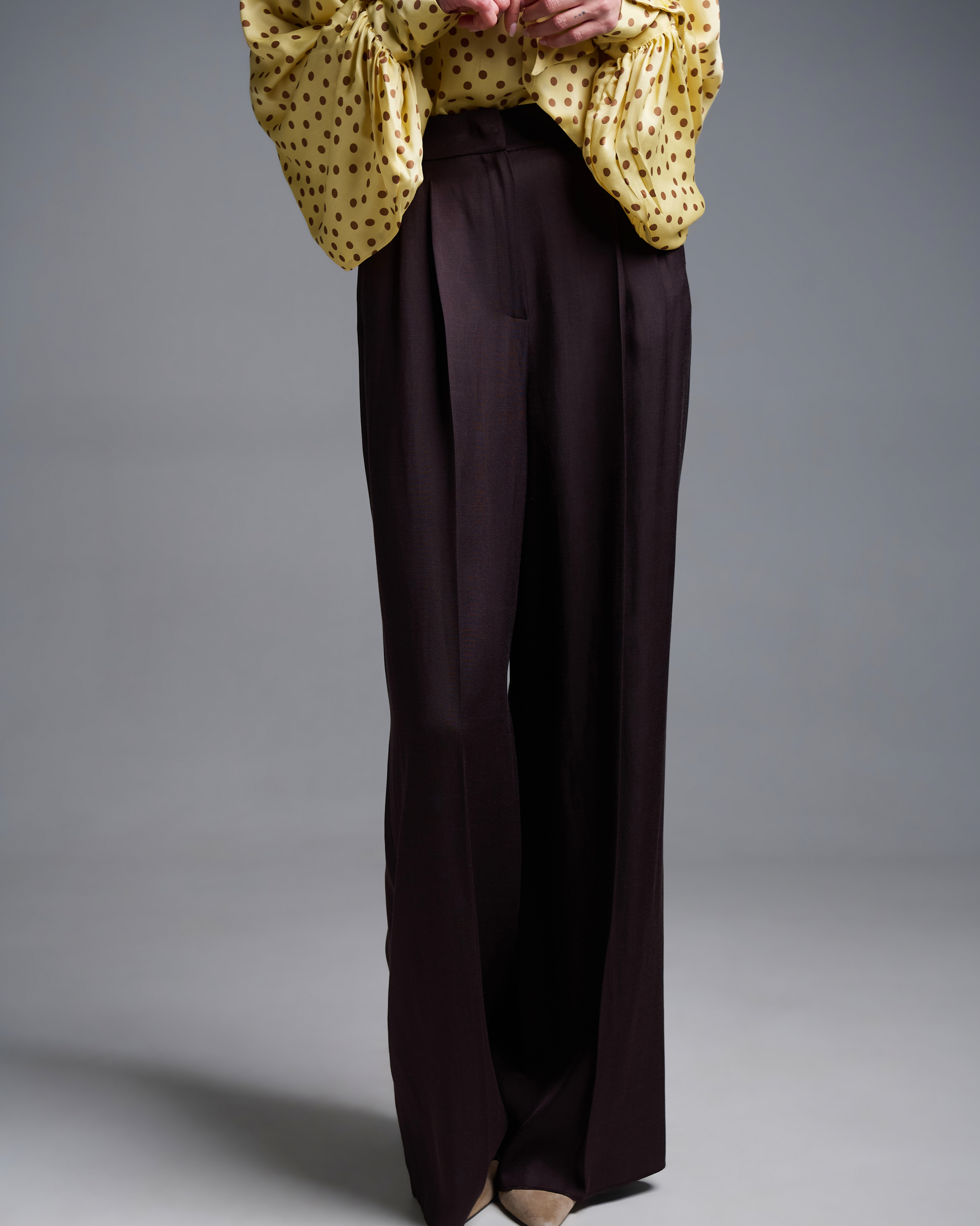 Chocolate wide legs Trousers with pleats Emme Marella - 3