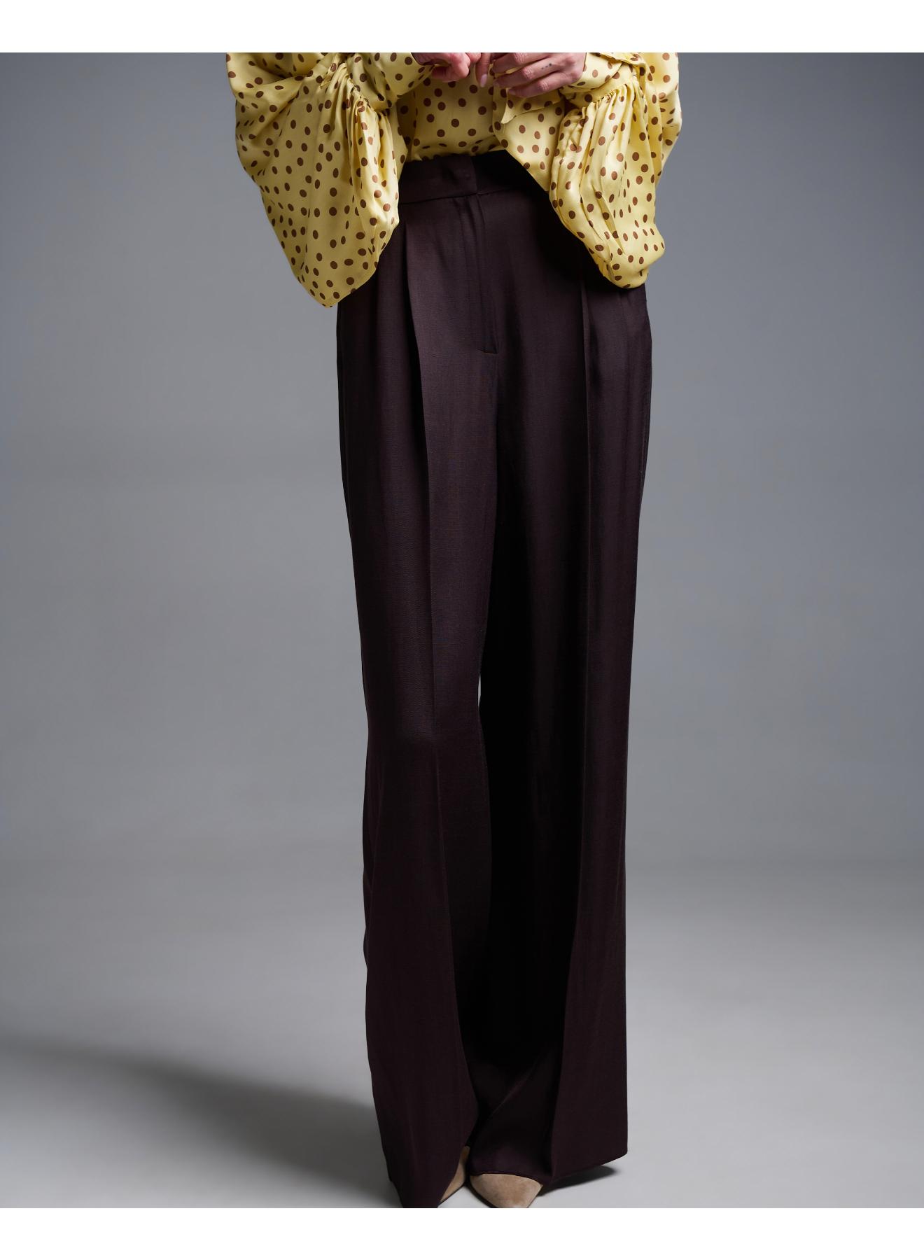 Chocolate wide legs Trousers with pleats Emme Marella - 4