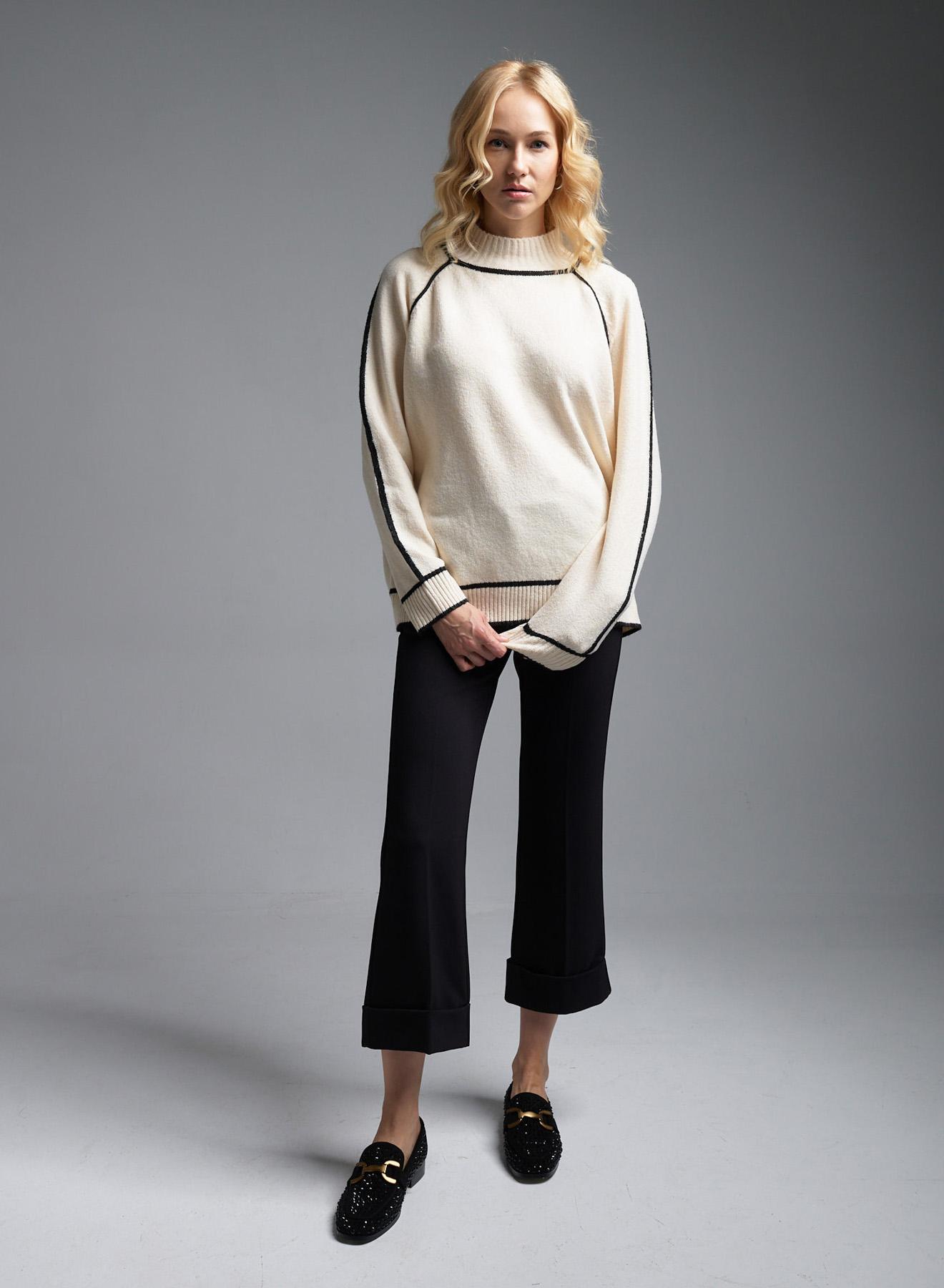 White-Black Half-turtleneck sweater ChicLink - 2