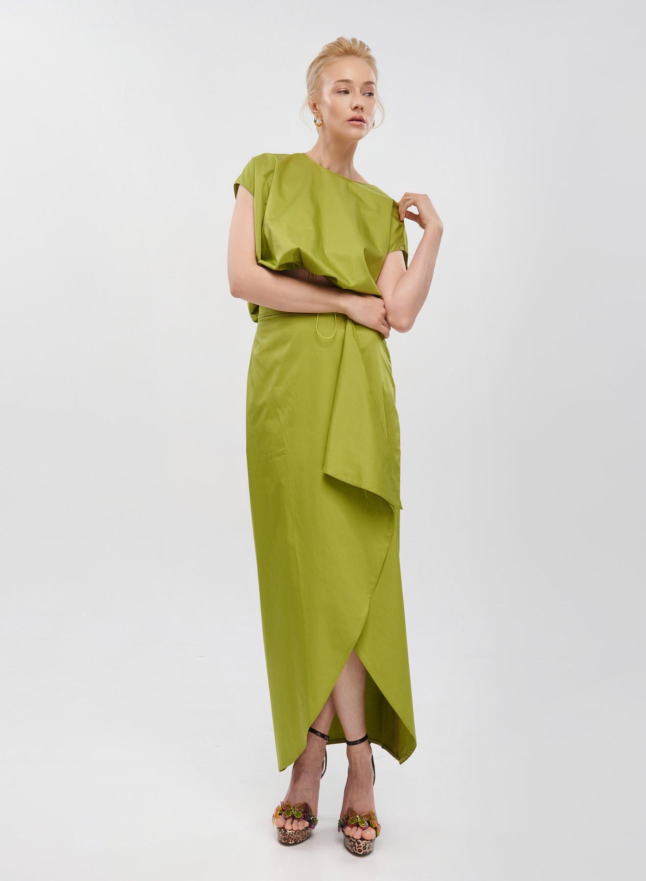 Green crop top poplin Blouse "IANTHI" Devotion Twins - 4