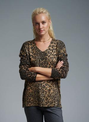 Κάμελ Πουλόβερ με animal print Lara - 35478