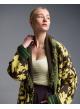Chocolate-Yellow knitted fantasia jacquard Cardigan with fringes and with belt Vicolo-6