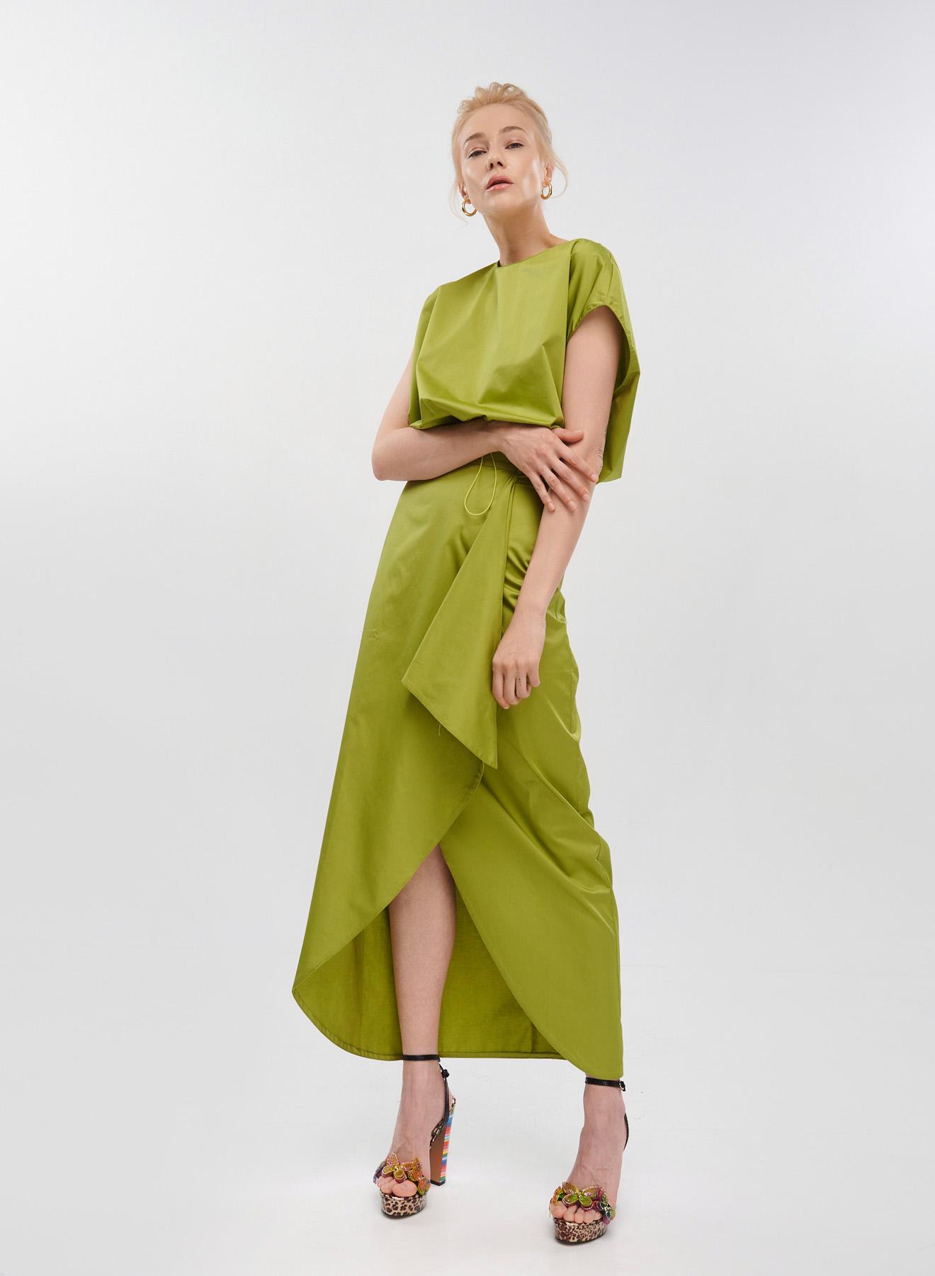 Green crop top poplin Blouse "IANTHI" Devotion Twins - 5