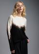 Ecru-Black Sweater with round neckline and with sequins Jean Luis Francoise - 0