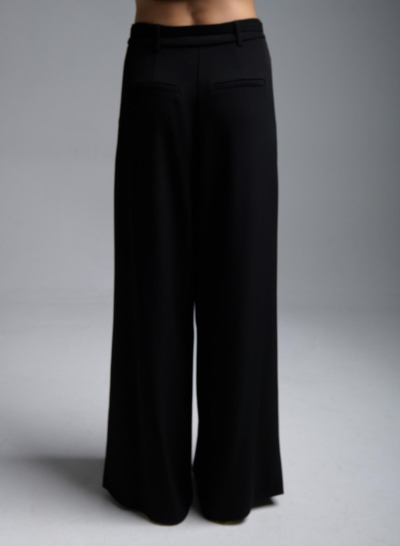 Black Wide legs palazzo Trousers with belt and pleats R.R. - 4