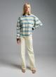 Light Blue striped polo Blouse Two - 1