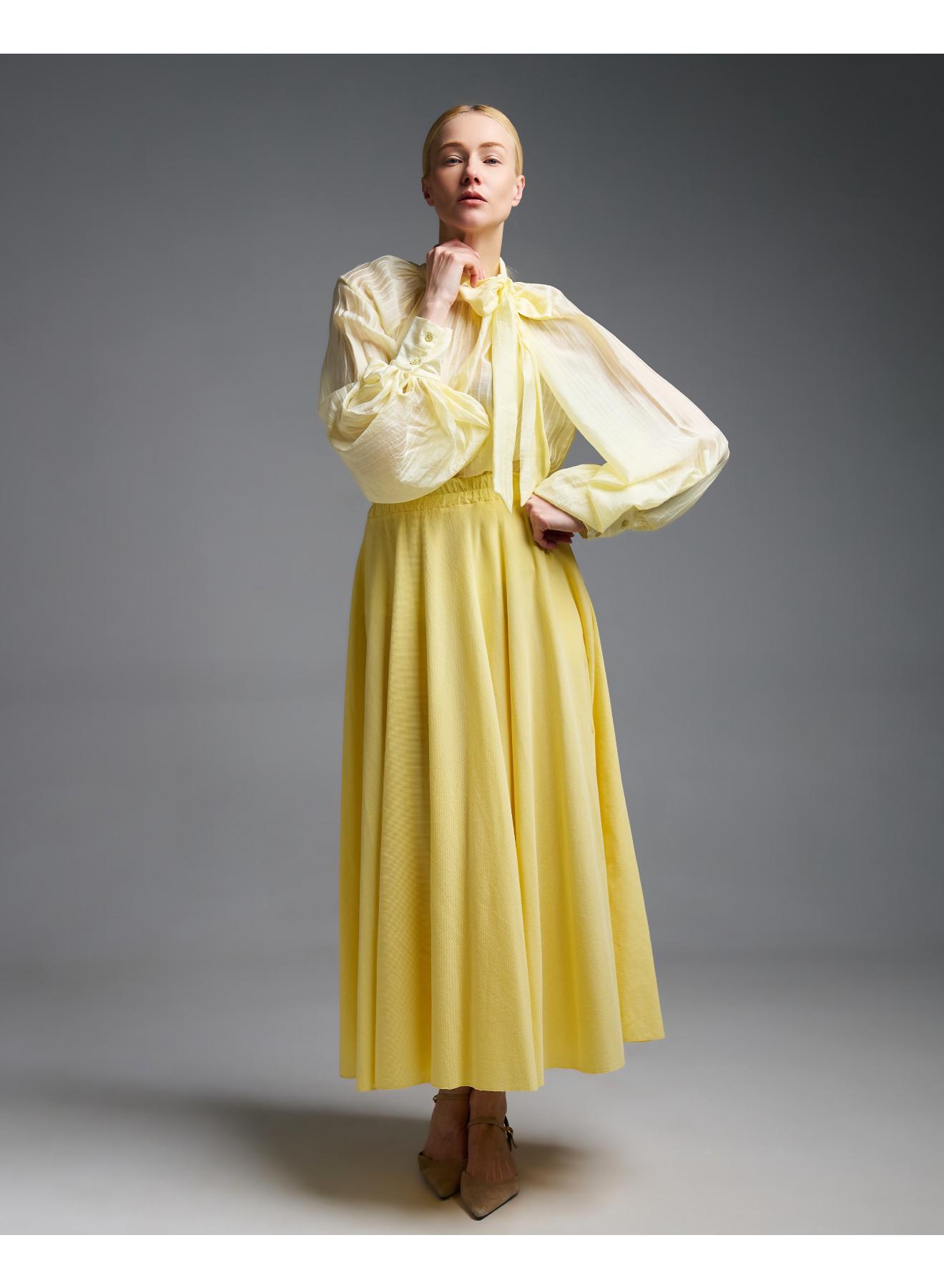 Yellow corduroy Skirt with pockets and with with elasticated waistband Valentina Milano - 1