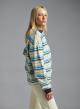 Light Blue striped polo Blouse Two - 3