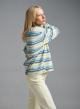 Light Blue striped polo Blouse Two - 4