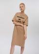 Camel cotton printed Dress with sort sleeves Degrees - 0