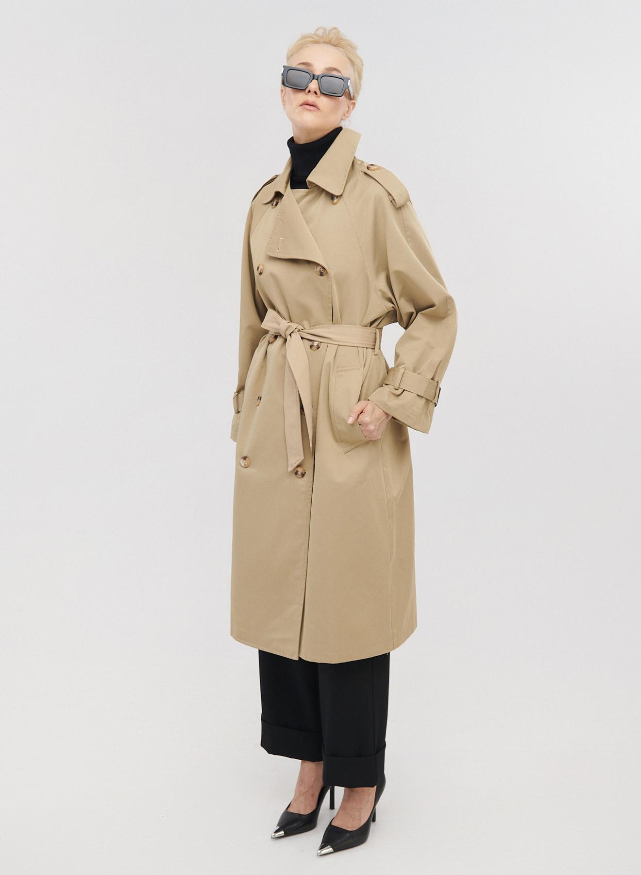 Καμπαρντίνα μακριά σταυροκούμπωτη με ζώνη - 2