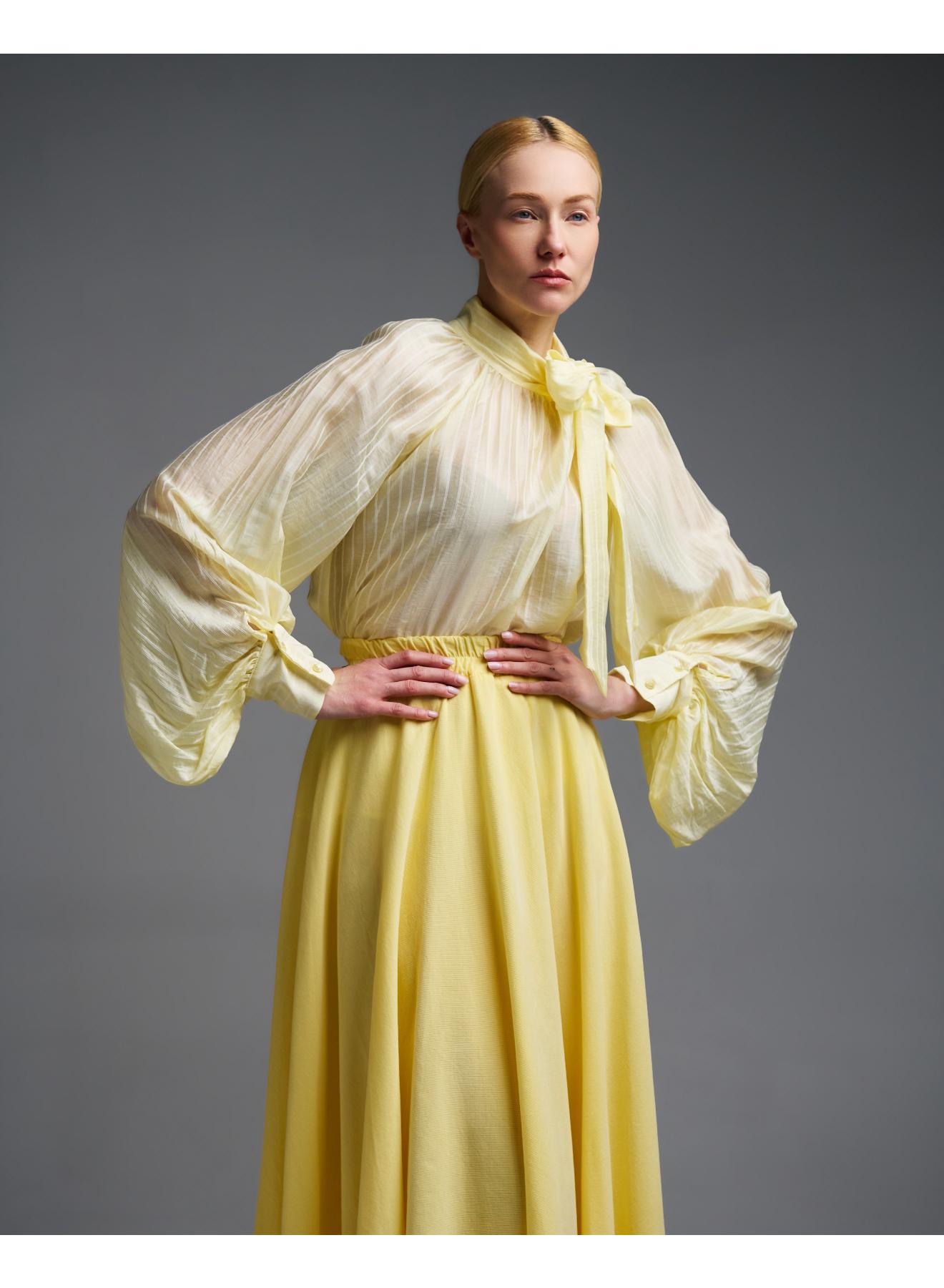 Yellow corduroy Skirt with pockets and with with elasticated waistband Valentina Milano - 3