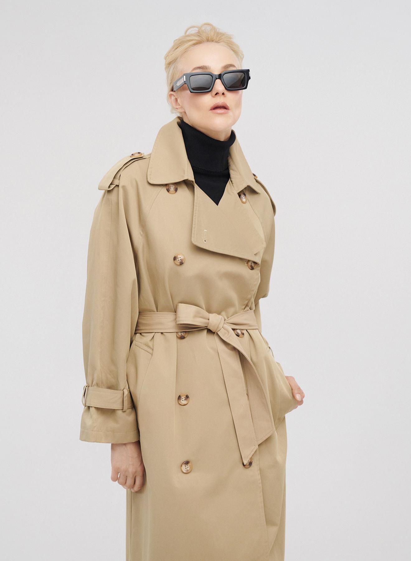 Καμπαρντίνα μακριά σταυροκούμπωτη με ζώνη - 3