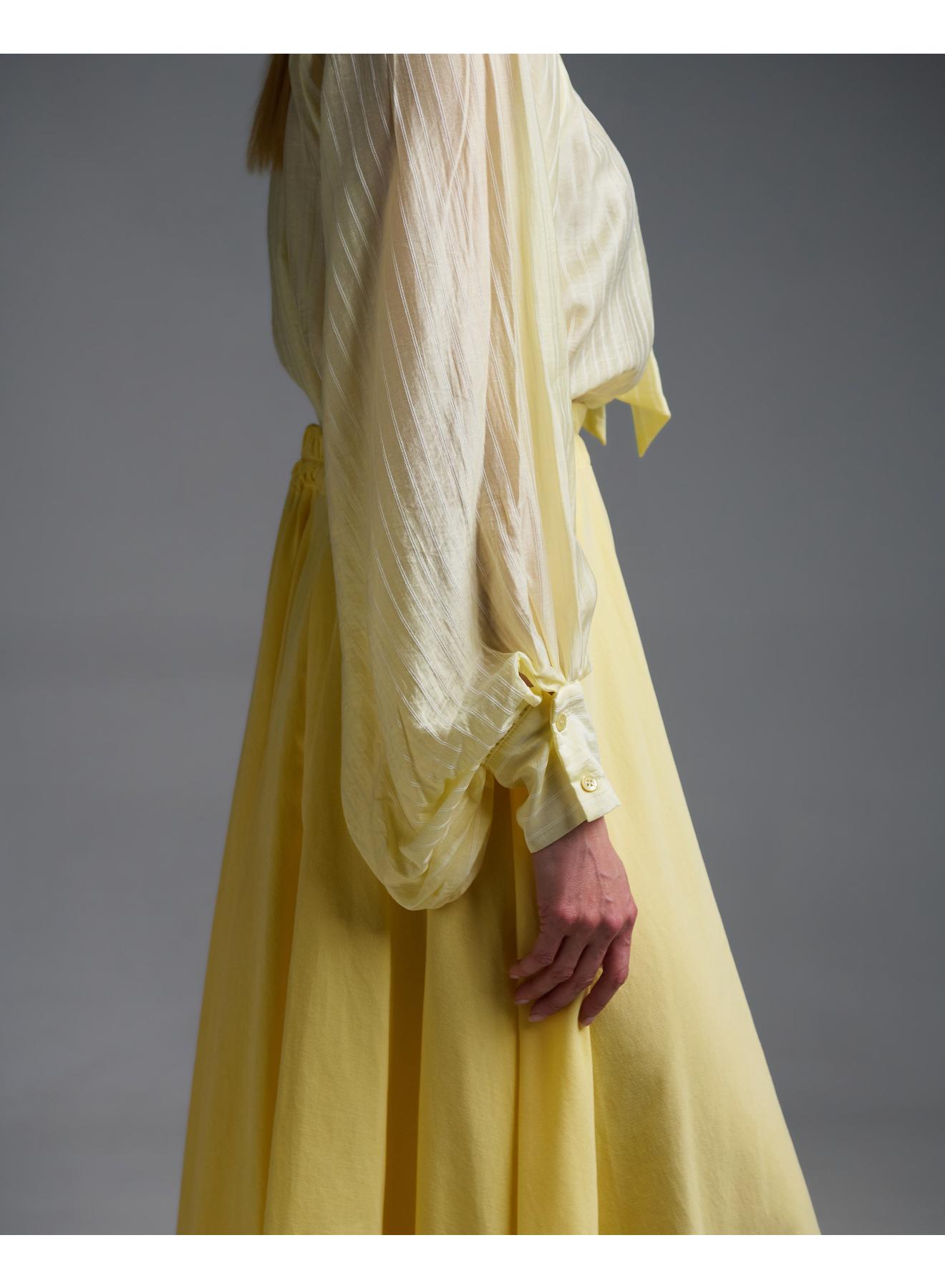 Yellow pinstriped Blouse with a tie collar Vicolo - 4