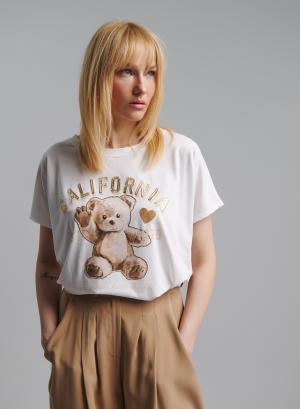 White cotton T-shirt with print Lablume - 45433