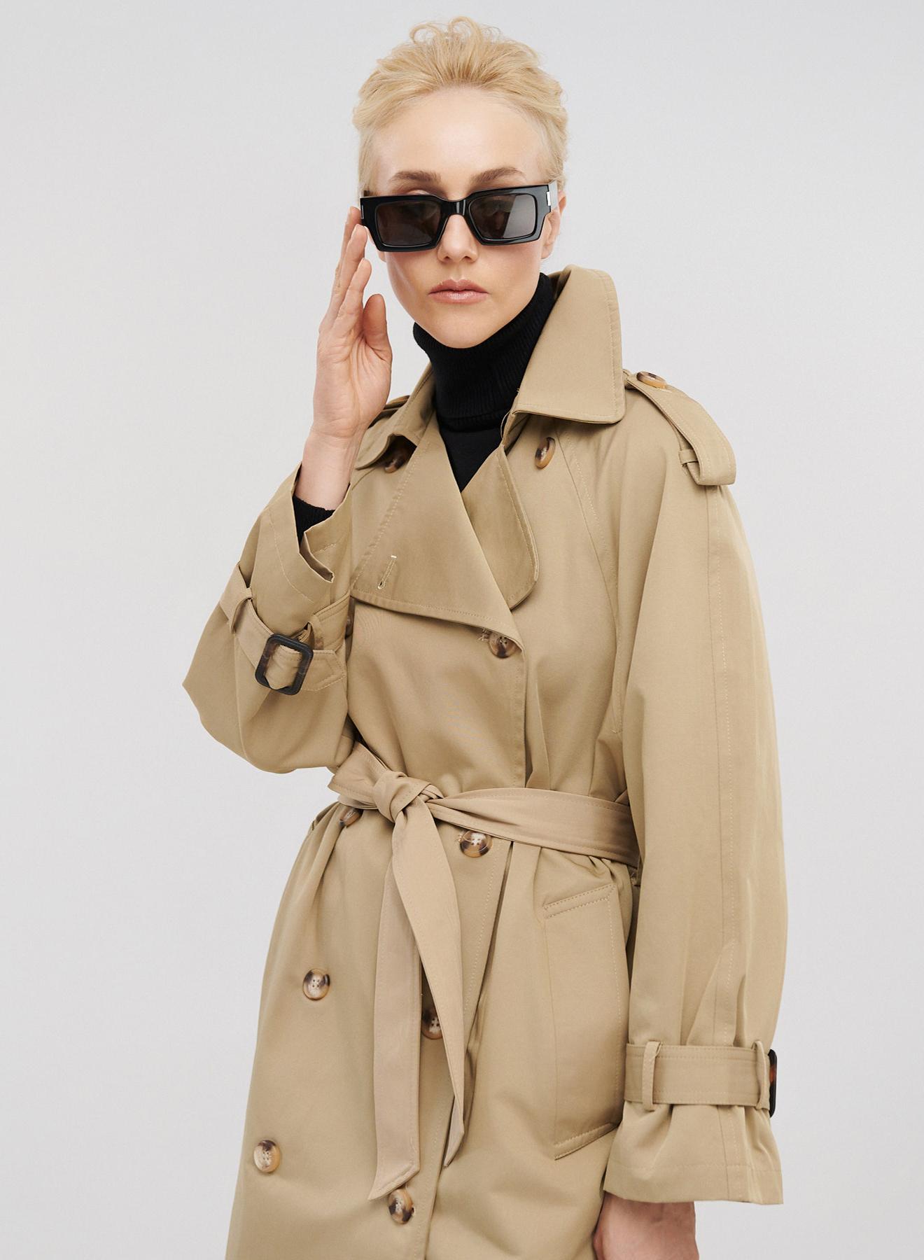 Καμπαρντίνα μακριά σταυροκούμπωτη με ζώνη - 1