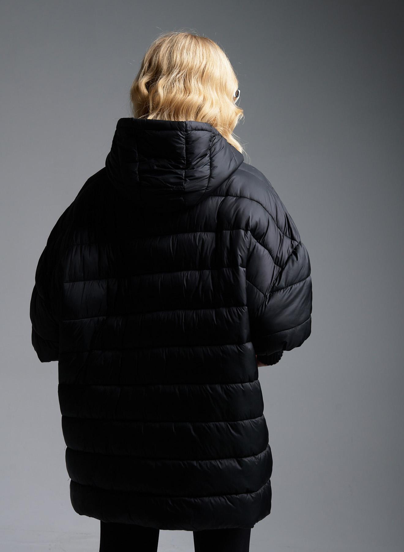 Black sleeveless oversized puffer Jacket with hood Fly Luxury - 3