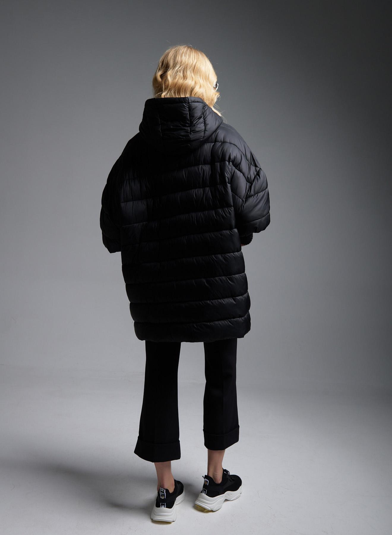 Black sleeveless oversized puffer Jacket with hood Fly Luxury - 4