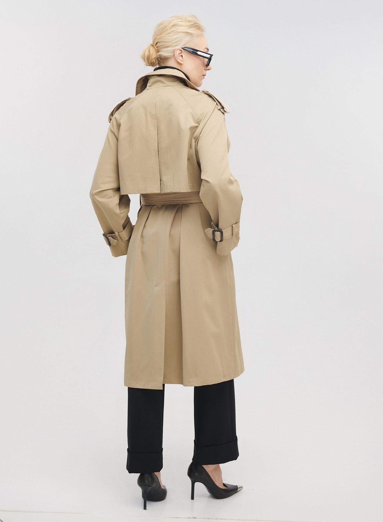 Καμπαρντίνα μακριά σταυροκούμπωτη με ζώνη - 5