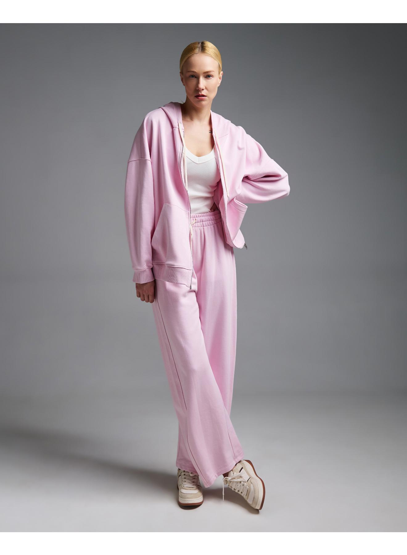 Ροζ Φούτερ Ζακέτα με φερμουάρ και με κουκούλα Vicolo - 3