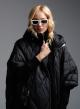 Black Cape-Jacket padded with hood Fly Luxury - 3