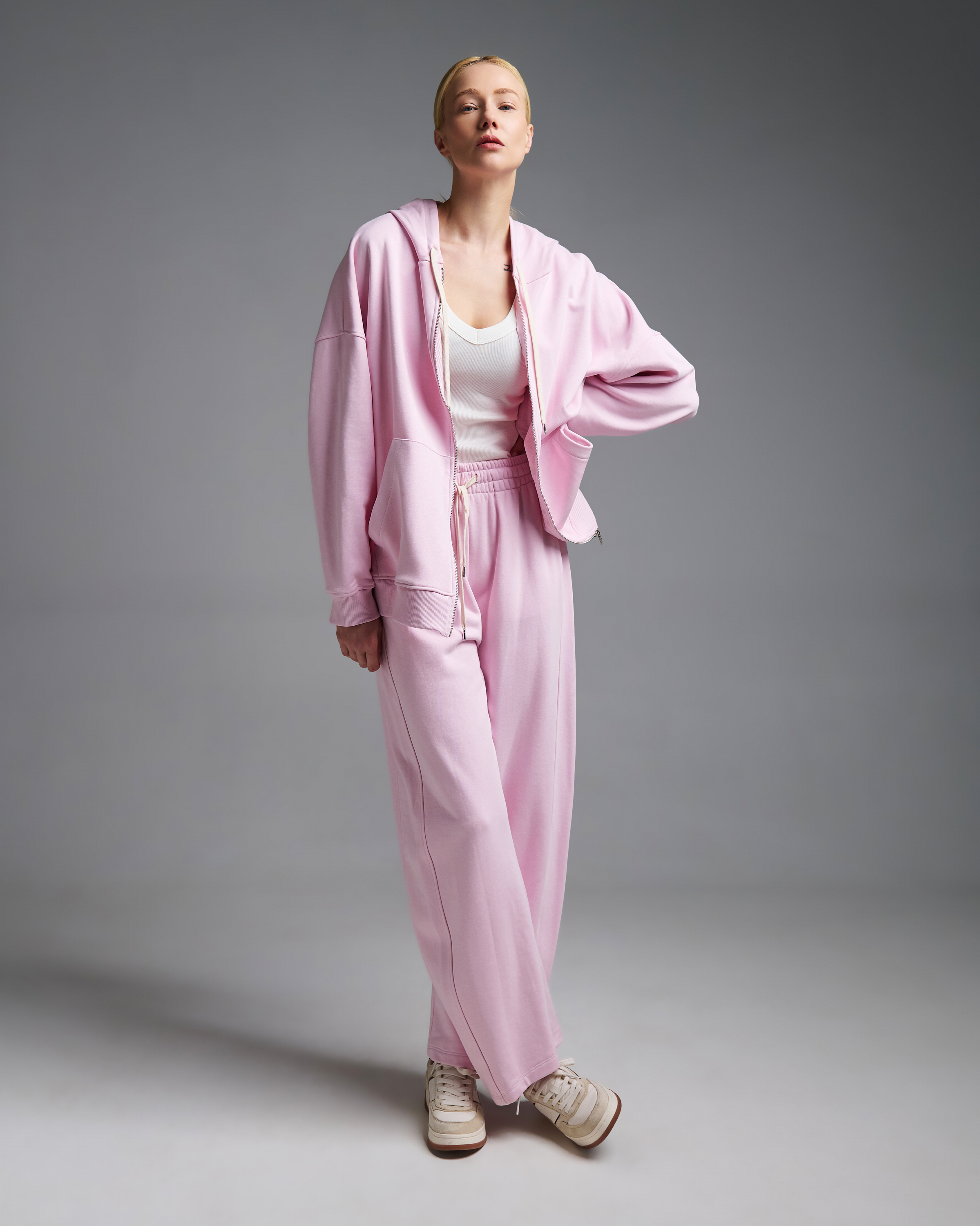 Ροζ Φούτερ Ζακέτα με φερμουάρ και με κουκούλα Vicolo - 4