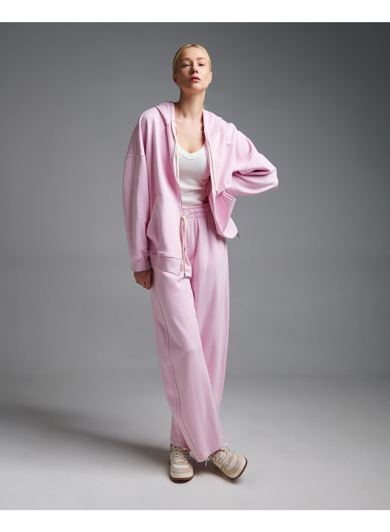 Ροζ Φούτερ Ζακέτα με φερμουάρ και με κουκούλα Vicolo - 5