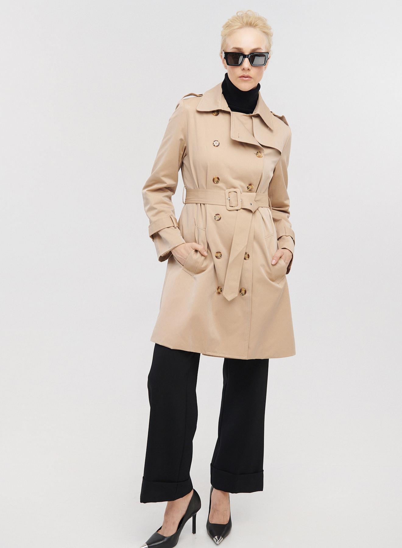 Καμπαρντίνα κοντή σταυροκούμπωτη με ζώνη - 1