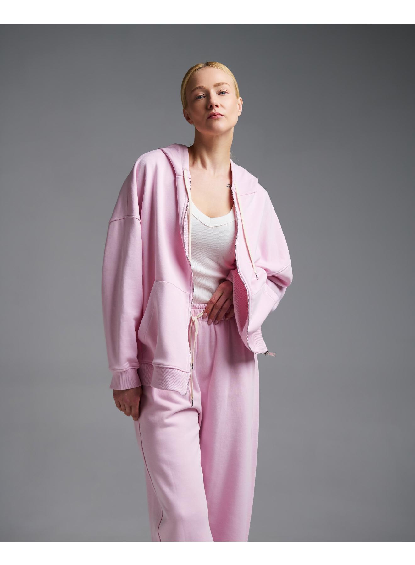 Ροζ Φούτερ Ζακέτα με φερμουάρ και με κουκούλα Vicolo - 4