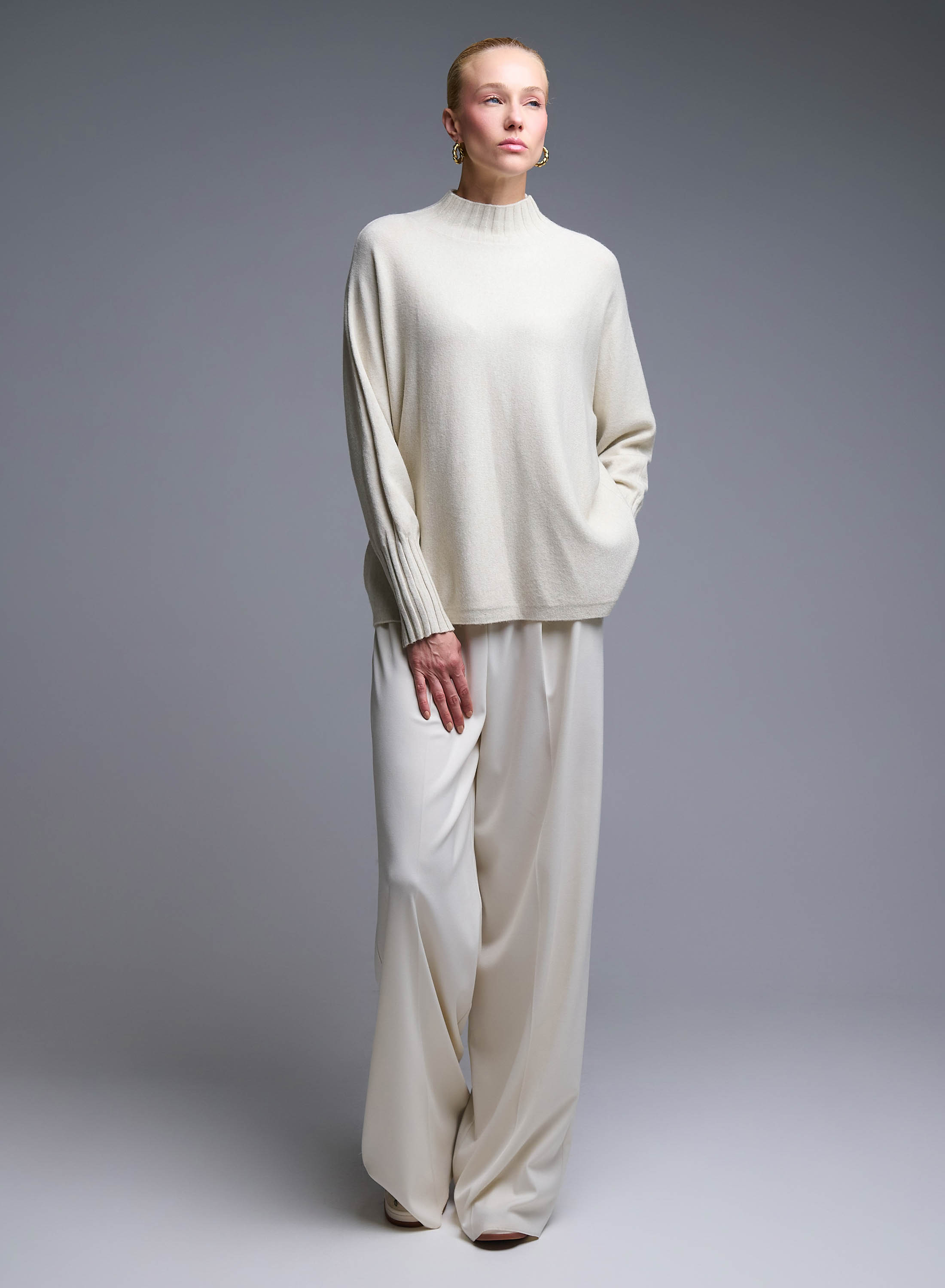 Ecru high neck loose fit Sweater Valentina Milano - 2