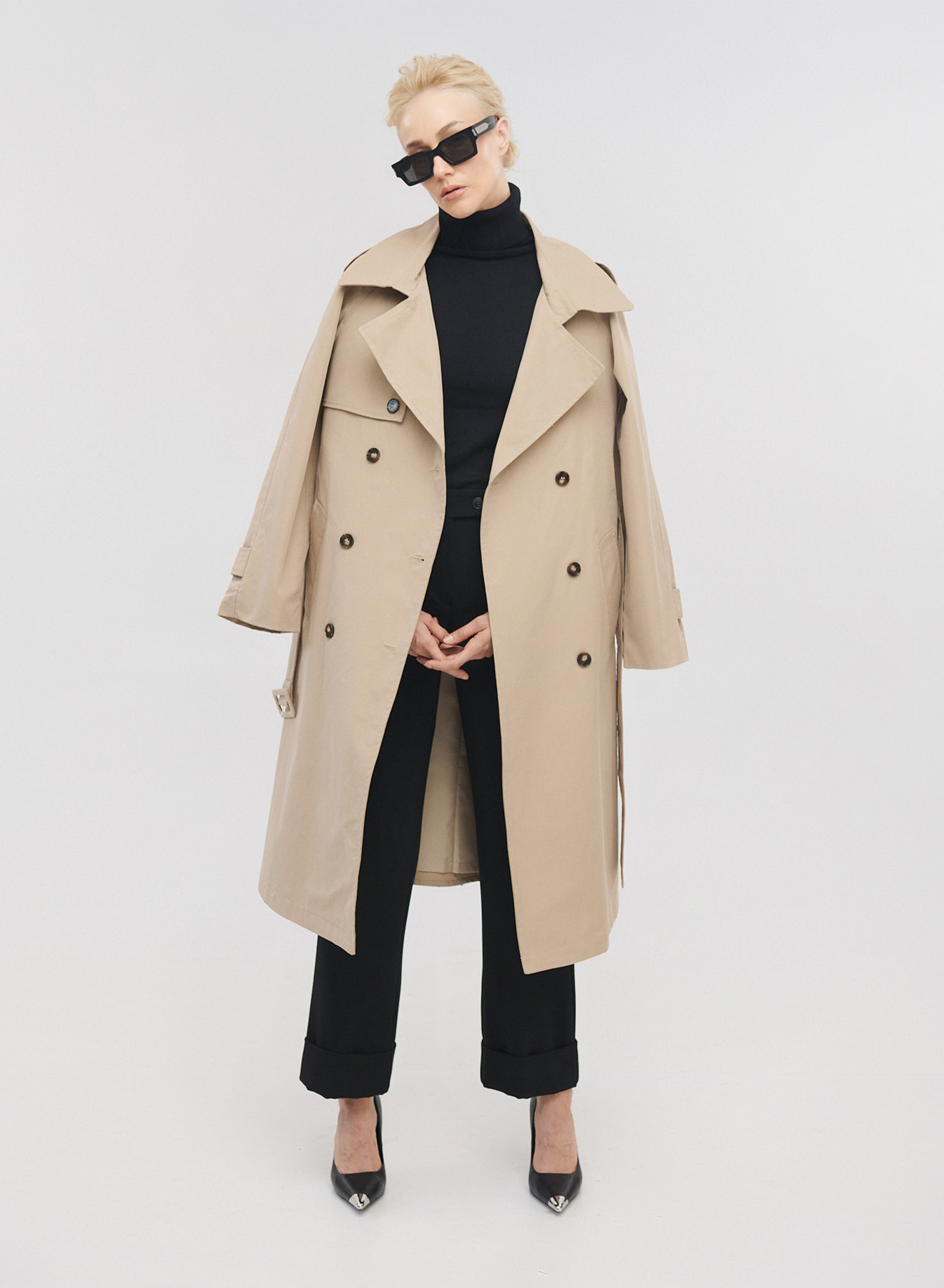 Καμπαρντίνα μακριά σταυροκούμπωτη - 4