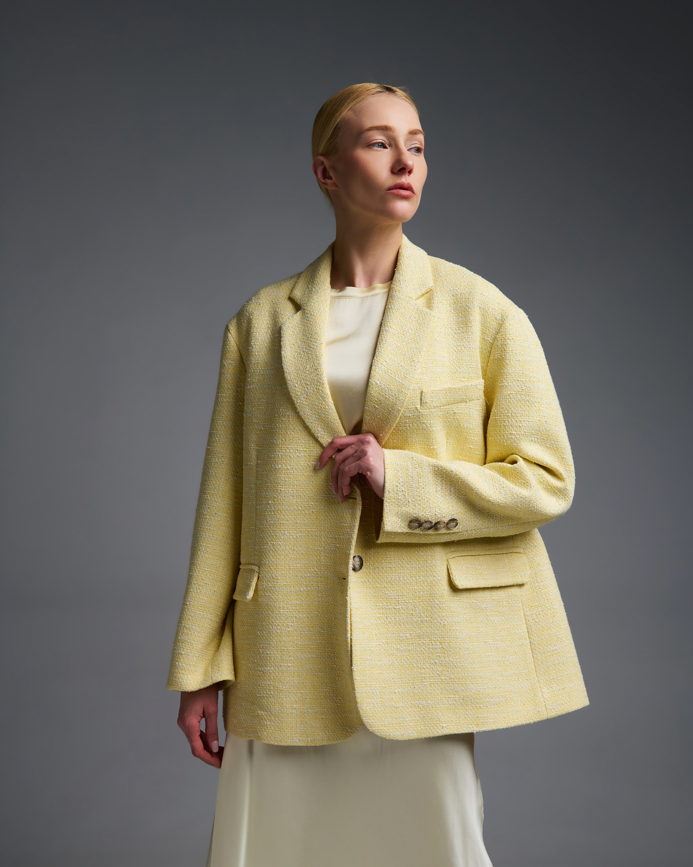 Yellow tweed oversized Jacket Vicolo - 3