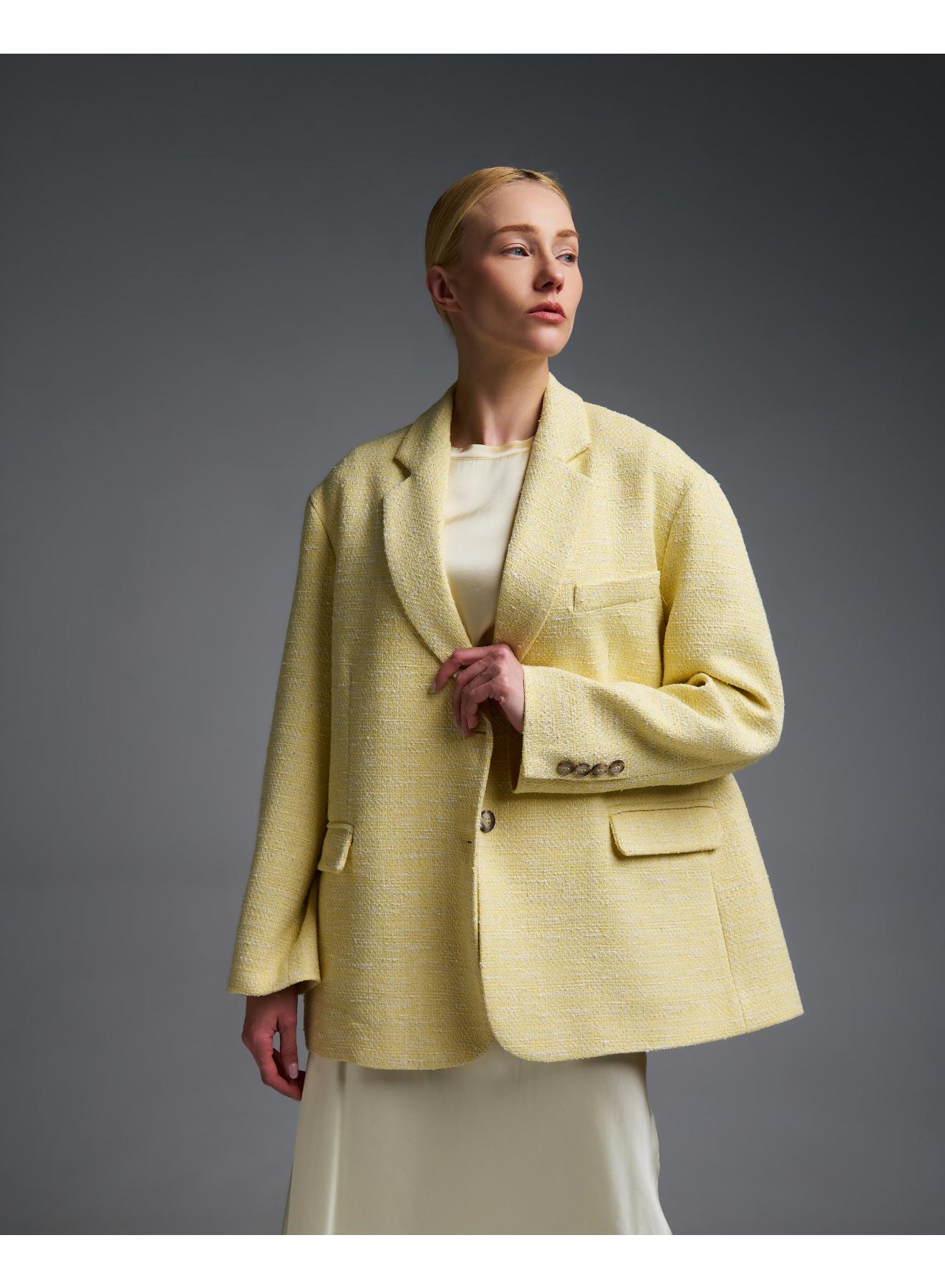 Yellow tweed oversized Jacket Vicolo - 4
