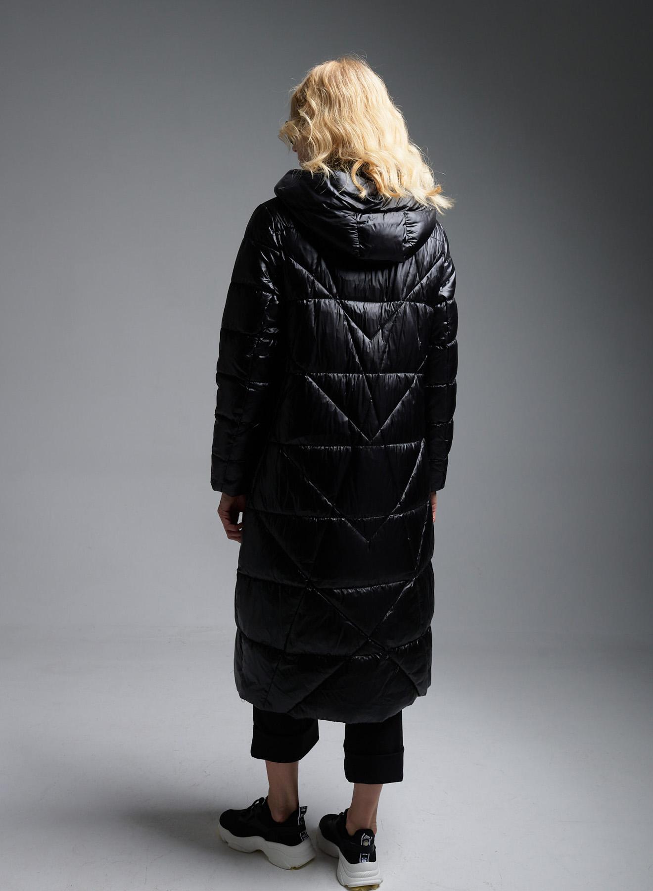 Black long padded Jacket with hood Fly Luxury - 2