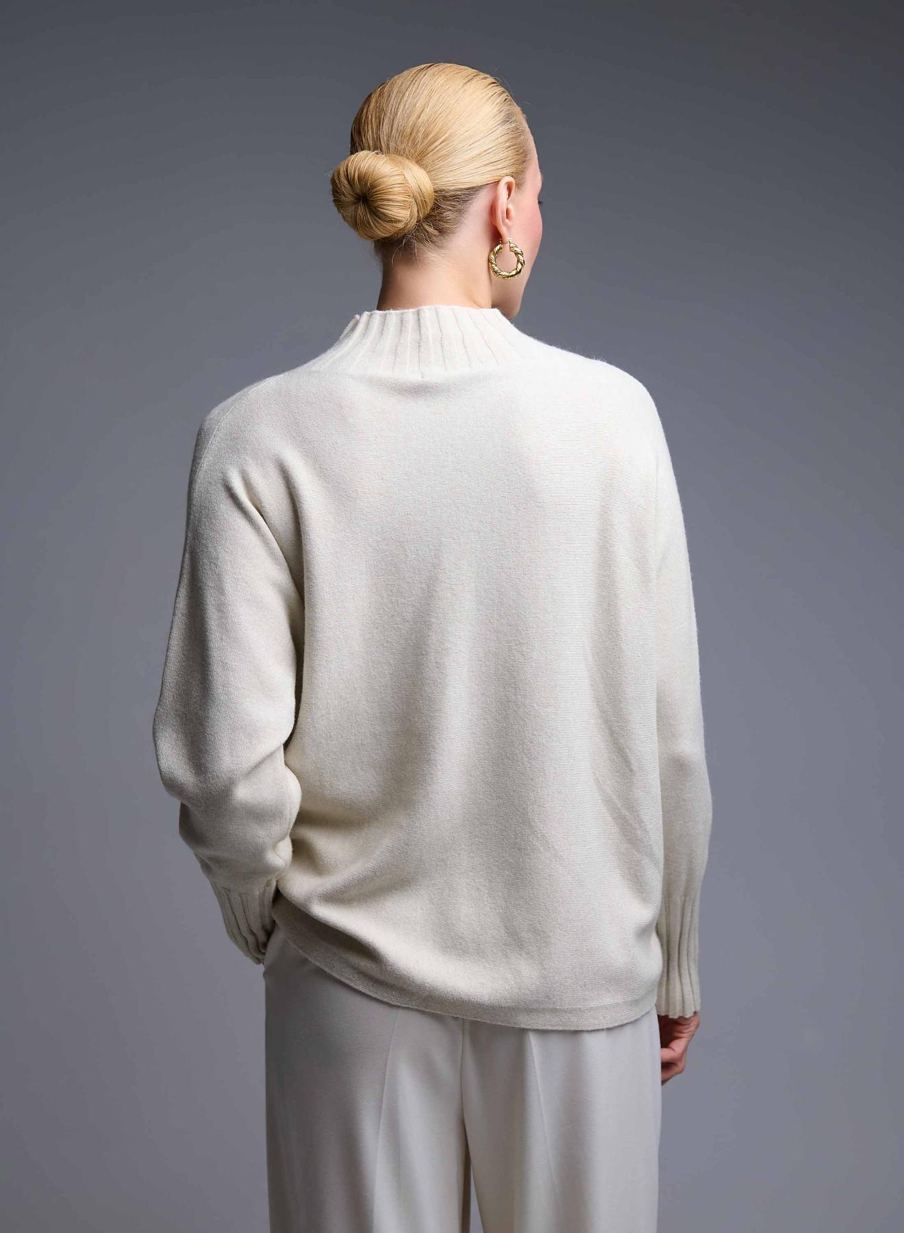 Ecru high neck loose fit Sweater Valentina Milano - 5