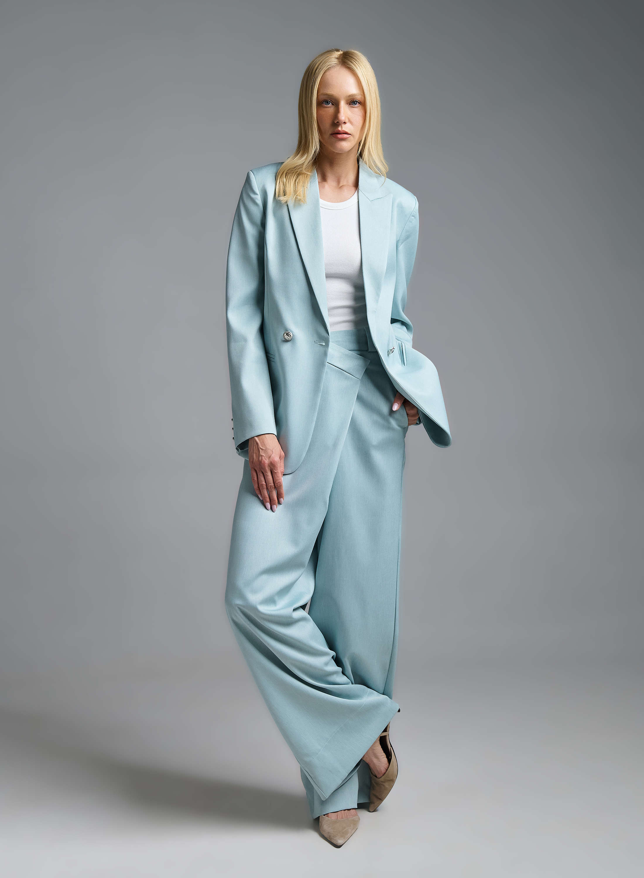 Βεραμάν wide legs Παντελόνι με wrap κούμπωμα Vicolo - 3