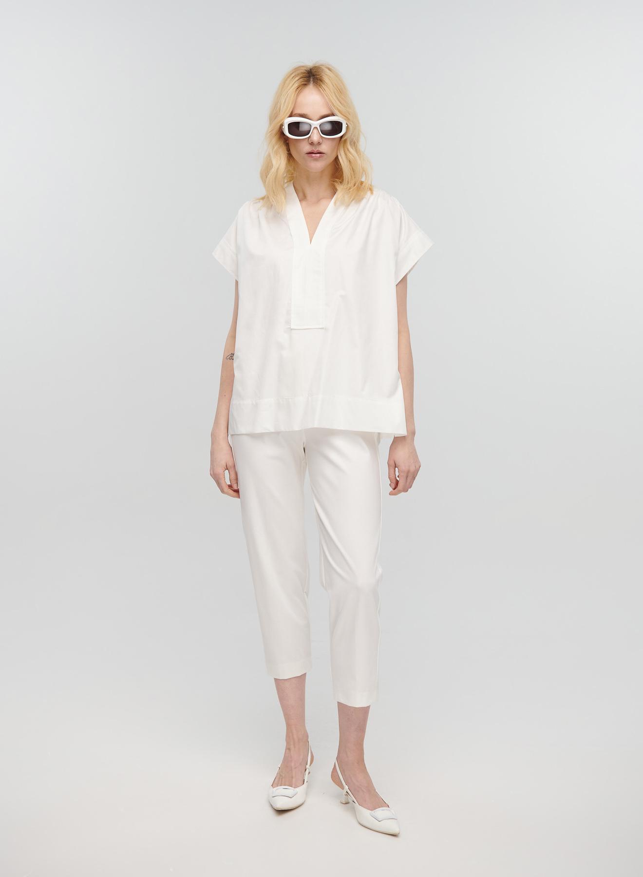 White poplin Top with short sleeves Milla - 3