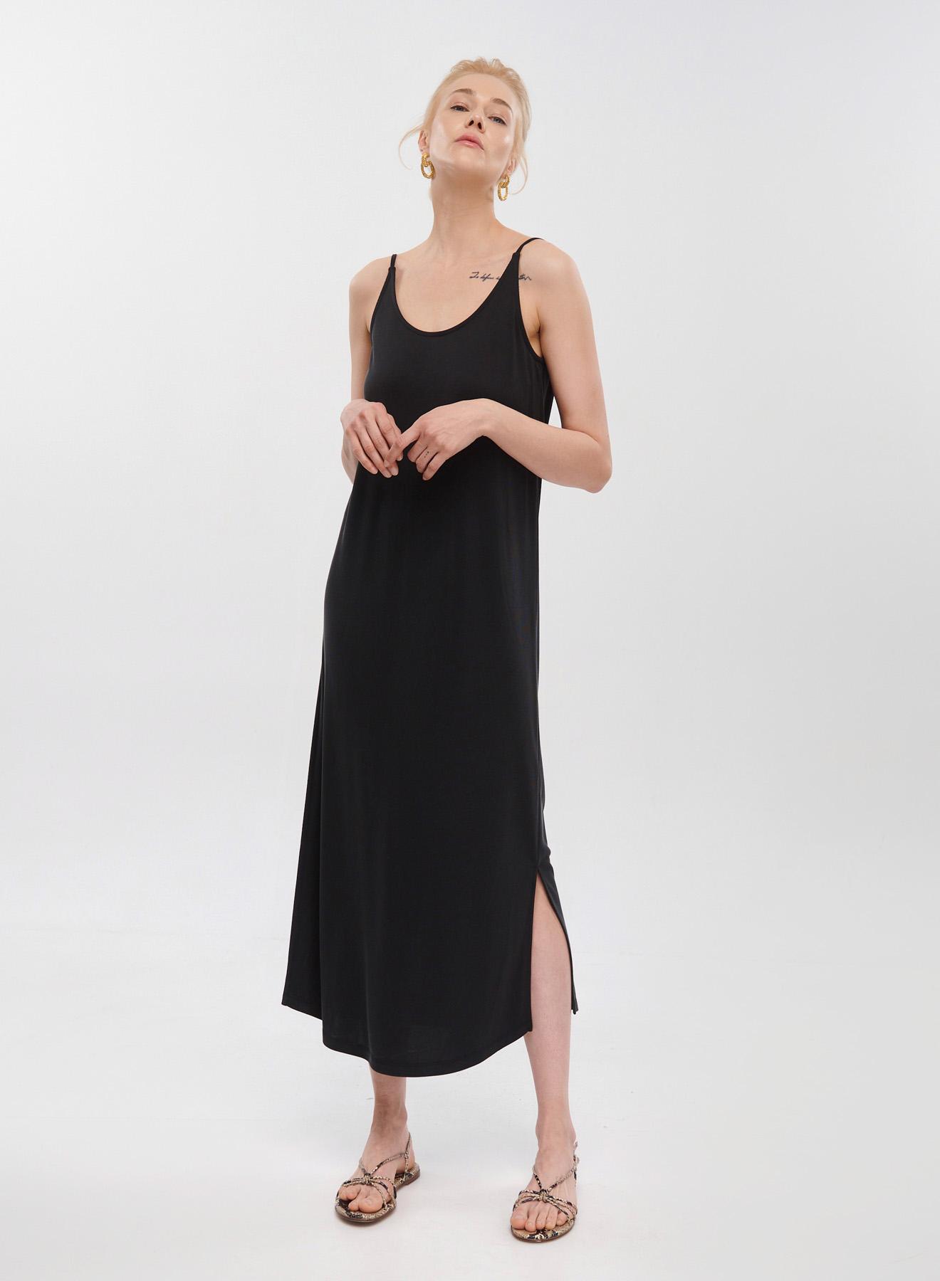 Black long Dress with  straps and open back Milla - 1