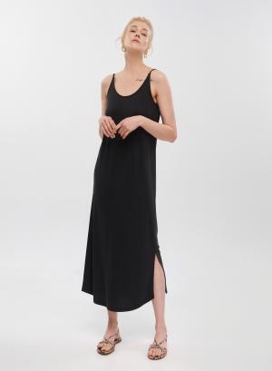 Μαύρο μακρύ Φόρεμα με τιράντες και έξω πλάτη Milla - 33314