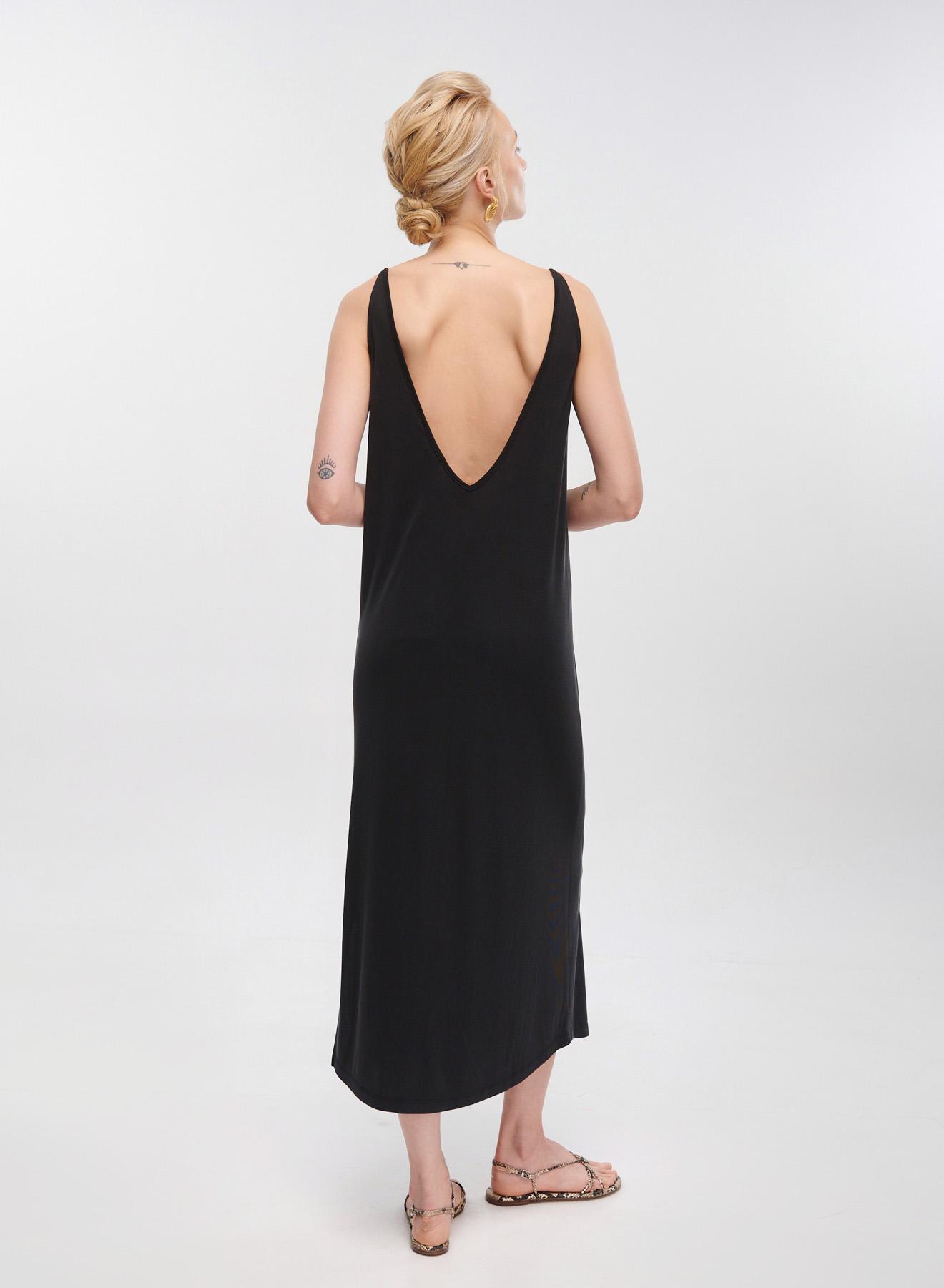 Black long Dress with  straps and open back Milla - 2