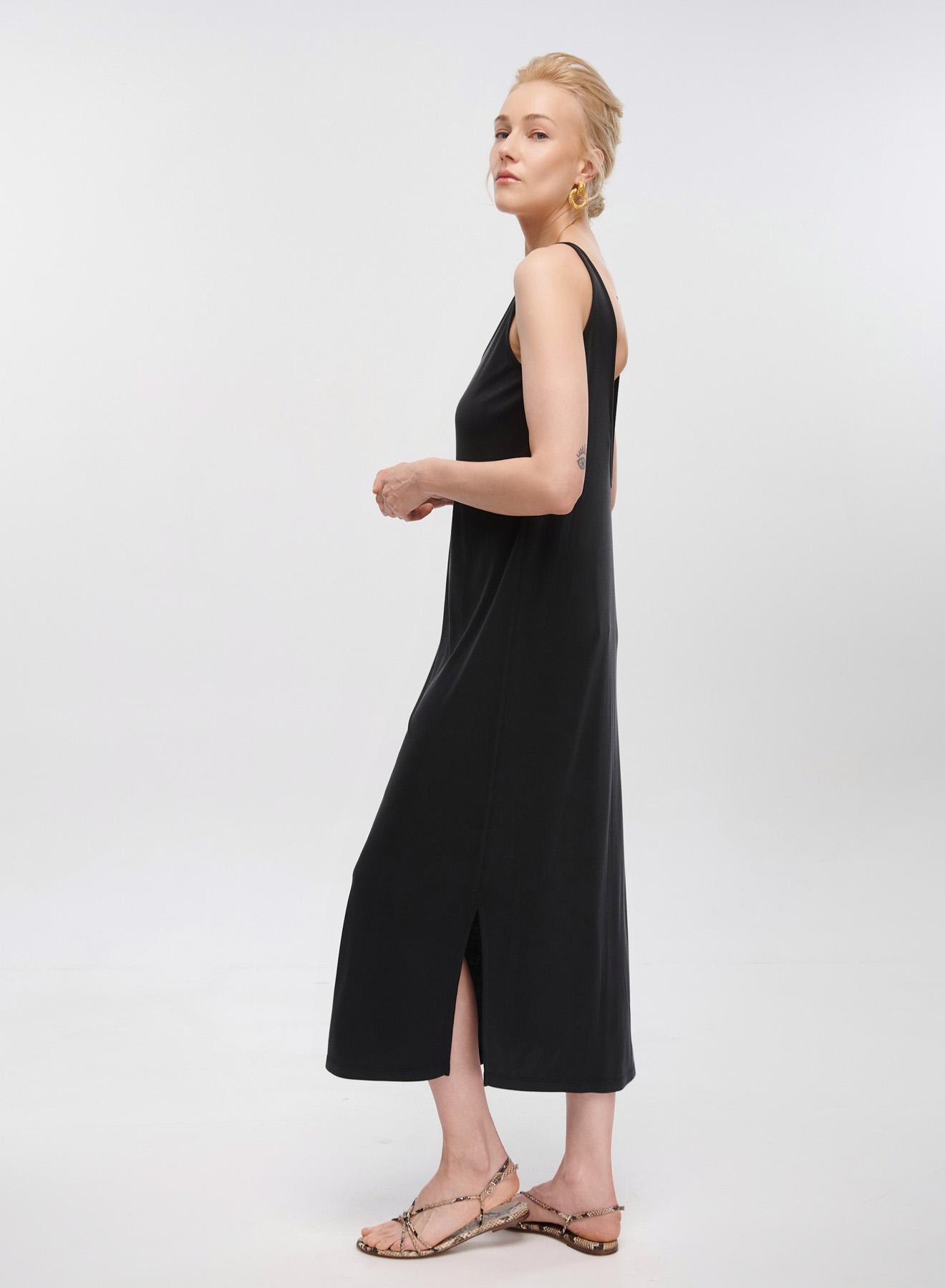 Black long Dress with  straps and open back Milla - 3