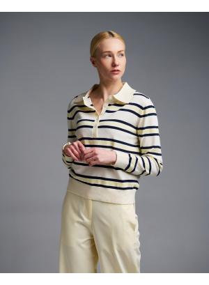 Yellow striped knitted polo Blouse Two - 56280