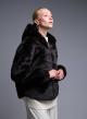 Brown hooded eco fur Jacket Bright - 3