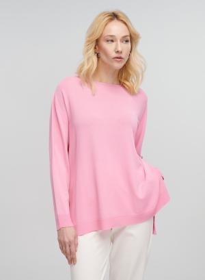 Ροζ πλεκτή Μπλούζα με στρογγυλή λαιμόκοψη JNJ - 31124